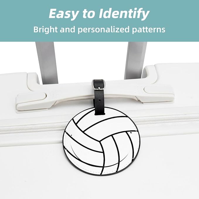 Leather Luggage Tag for Suitcase Women Kids, Volleyball