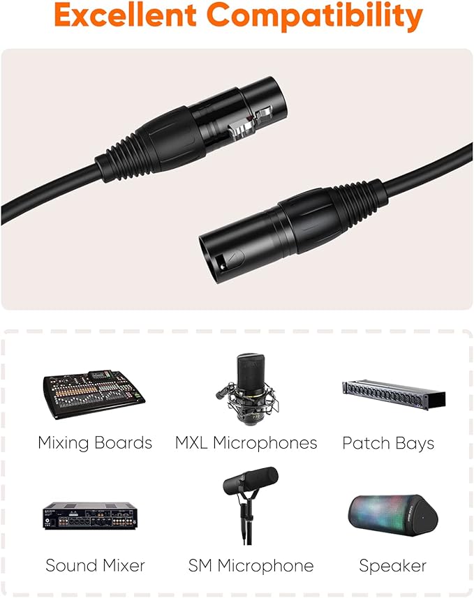 CableCreation XLR Cable, 20FT XLR Male to Female 3PIN Balanced Professional Microphone Cable for Recording Applications,Mixers,Speaker Systems and Other XLR Audio Equipment, Black