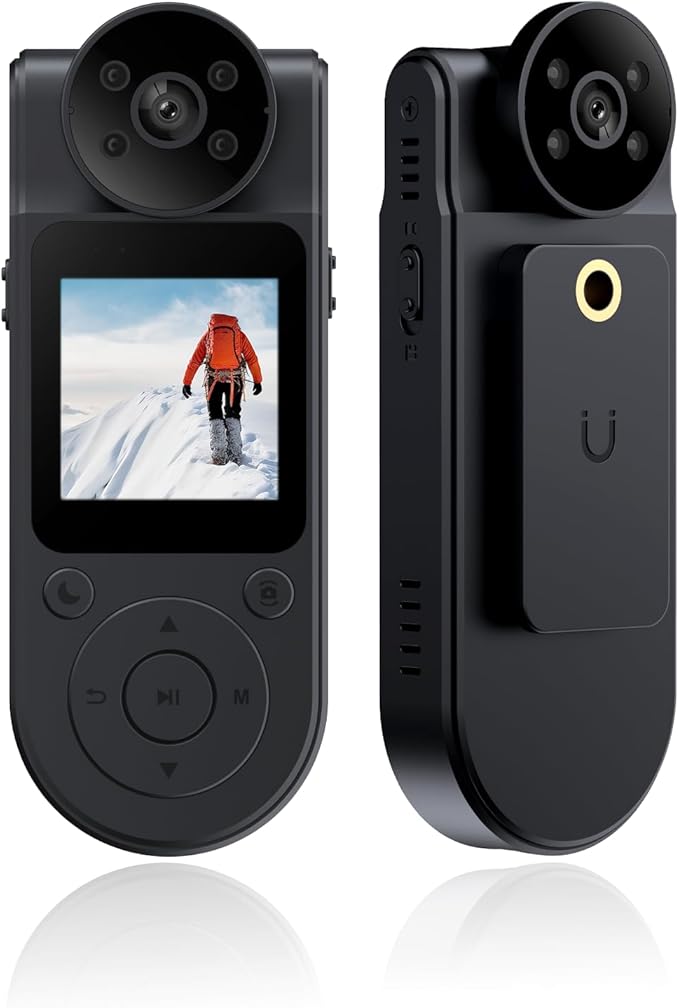 Tkiplay Mini Body Cameras with Audio and Video Recording, Portable Personal Body Cam, HD 1080P Bodycam, Small Personal POV Vlogging Body Camera, Wearable Clip on Camera for Shirt with Night Vision