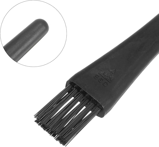uxcell 4 Pcs Antistatic ESD Brush Portable Plastic Handle Nylon Lab Cleaning Brushes for Electronics Keyboard PCB BGA Repair Soldering, 18x14mm Bristles