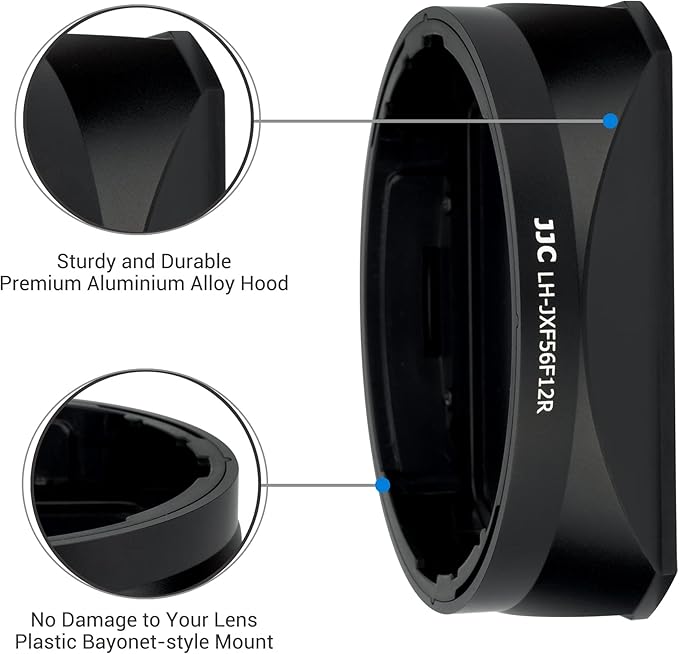 JJC Metal Square Lens Hood with a Hood Cap for Fujifilm XF 56mm F1.2 R WR Lens on Fuji X-T5 X-T4 X-T3 X-T2 X-E4 X-E3 X-E2 X-HS2 X-H2 X-H1 X-T30 II X-T30II X-T30 X-T20 X-T10 X-T200 X-T100 X-S10 Black