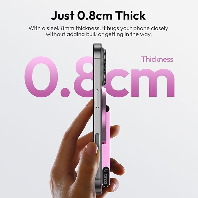 ULANZI MA60 Magnetic Phone Tripod Stand for iPhone - Aluminium Smartphone Mini Tripod Pocket Cell Phone Stand Strong Magnet Quick Mount Compatible with iPhone 16 15 14 13 14 Series, Pink