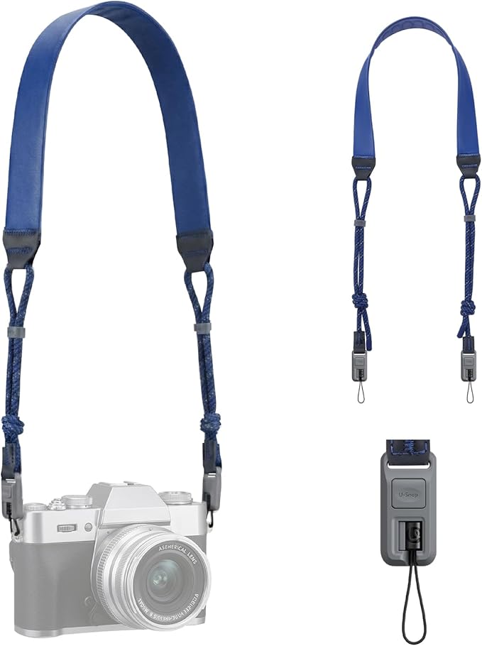 ULANZI CSS2 U-Snap Camera Strap, Quick Release Neck Shoulder Strap with 60kg Load Capacity, Adjustable Padded Anti-Slip Strap for DSLR Mirrorless Camera Binocular Camcorder (Astral Blue)