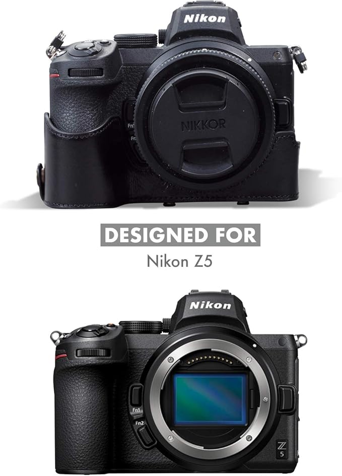 MegaGear MG1942 Ever Ready Genuine Leather Camera Case Compatible with Nikon Z5 - Black