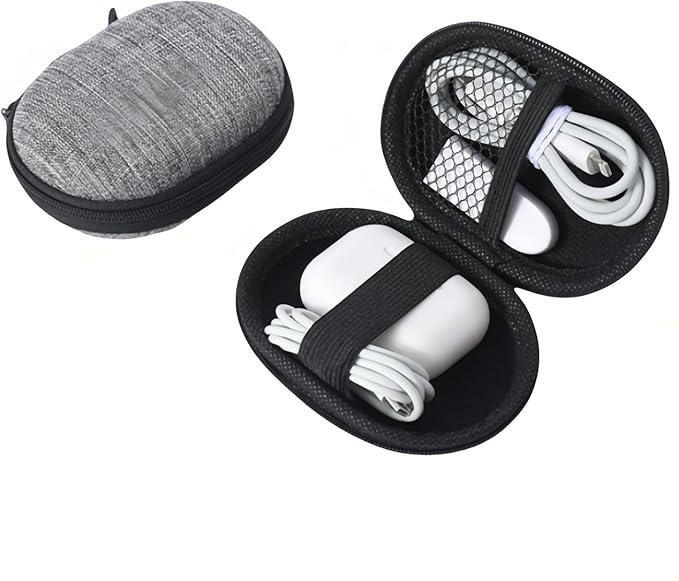 Chinshwehaw Electronic Accessories Organizer Bag: EVA Hard Shell Shockproof, Hard Shell Tech Organizer Case - Water Resistant Travel Storage for Cables Charger Earphones USB SD Card (Oval)