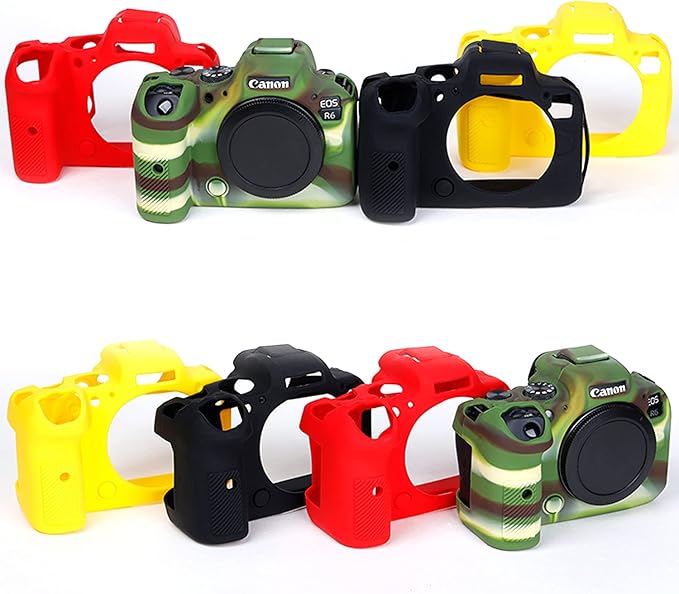 Professional Secure Silicone Camera Case Cover Housing Body Skin for Canon EOS R6 Full-Frame Mirrorless Camera (Yellow)