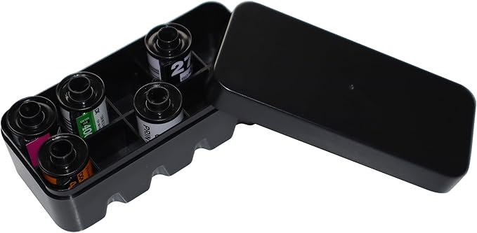 10-Pack 35mm Film Canister Container - Lightproof Black Plastic Film Case for Photography, Storage, Travel - Airtight & Waterproof Film Holder (Black)