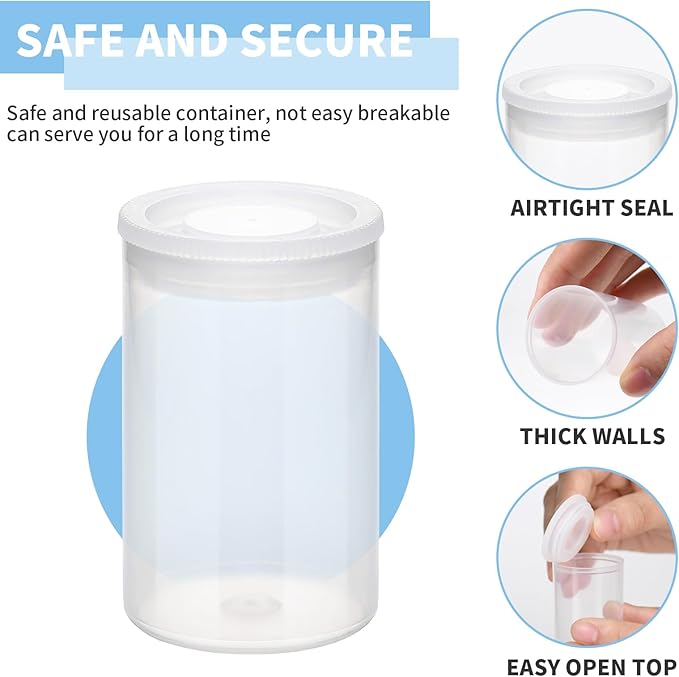 120 Pieces Film Canisters with Caps 35 mm Plastic Empty Camera Reel Storage Containers Case with Lids for Small Accessories Rockets Experiment Fish Hook Film Keys Coins Art Beads (Clear)