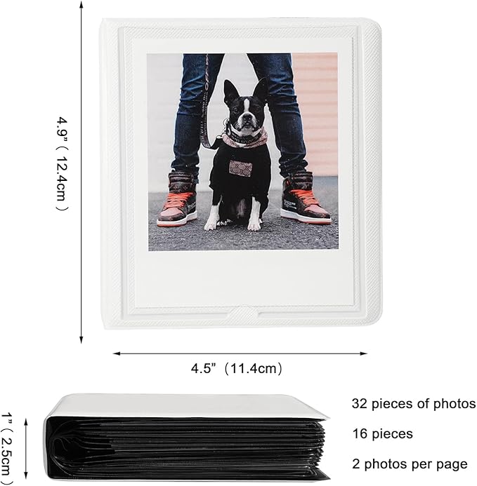 iFreak Polaroid Photo Album Book Fits For Fujifilm Instax Wide Square Picture Album, Holds Square Instant Square SQ1 SQ6 SQ10 SQ20 Camera Film Polaroid 600 i Type 3.5x4.25 inch Film (White)