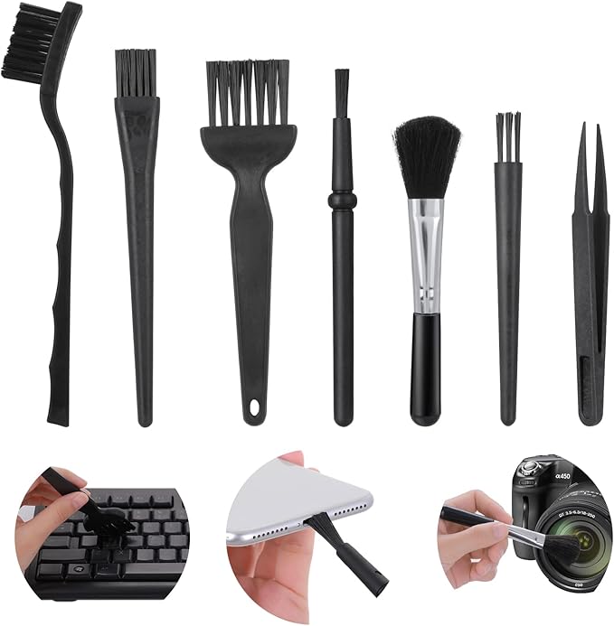 TIESOME Set of 7 Keyboard Anti Static Brushes, Plastic Handle Portable Cleaning Brushes Computer Keyboard Cleaning Brush Kit for Cleaning Computer Keyboard Car Lab