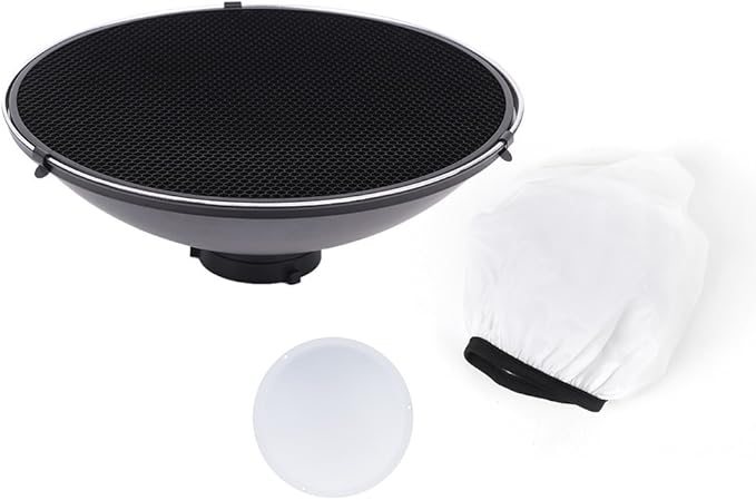 Andoer 16inch Bowens Mount Beauty Dish Diffuser Reflector + Honeycomb Grid + Soft Cloth White Inner for Photo Studio Bowens Strobe Light Speedlite