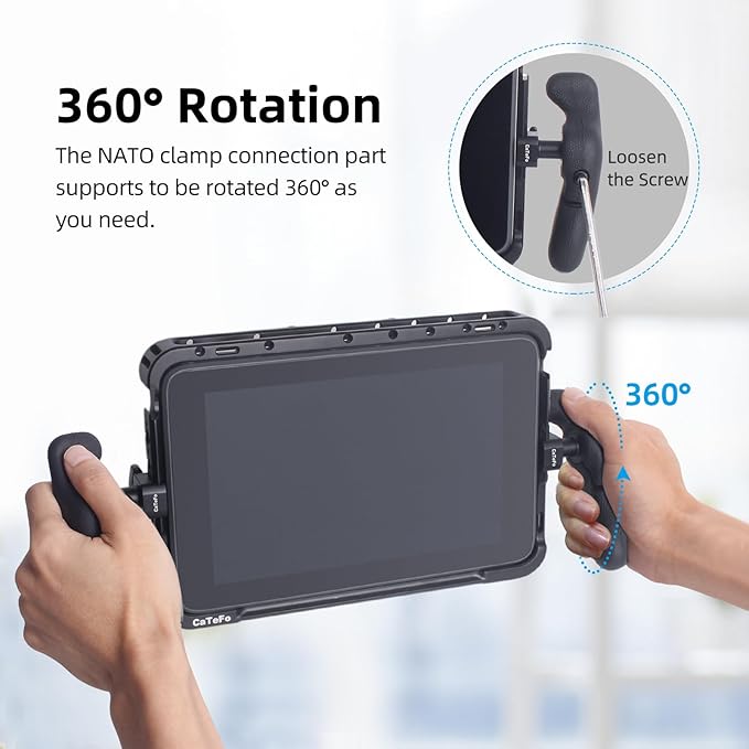 StarGrip-NATO Camera Side Handle Grips - Pair of Mini Left and Right Side Handles with 360 Degree Adjustable Clamp for DSLR Camera, Smartphone, iPad, Monitor Cage