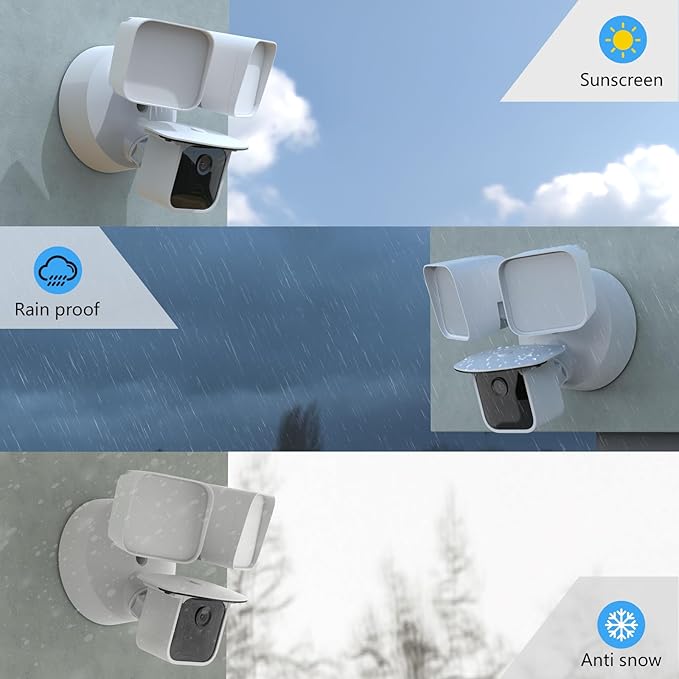 Outdoor Camera Sun Rain Shade Shield Cover Compatible with Blink Wired Floodlight Camera (White)