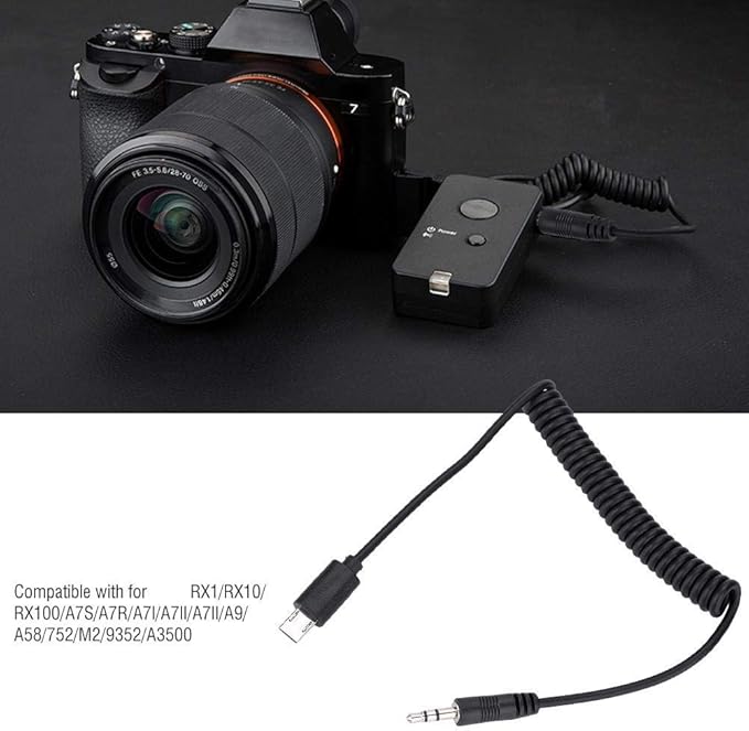 VPR1 3.5mm/2.5mm Shutter Release Cable for RX1/RX10/RX100/A7S/A7R/A7/A7II/A7III/A9/A58/77M2/99M2/A3500/A5000/A5100/A6000/A6300/A6500, Black(3.5mm)