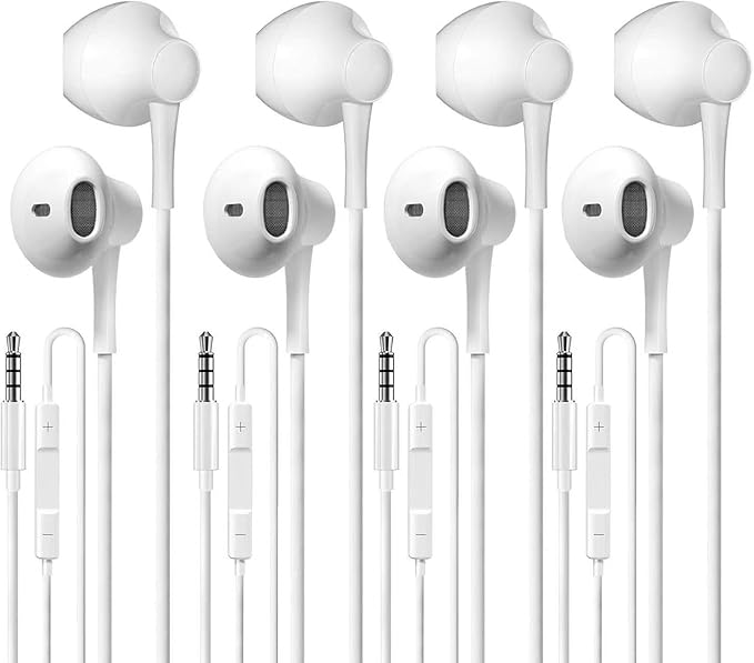 Earbuds Wired [Clear Call], [MFi Certified] 3.5mm Headphones with Microphone Volume Control HiFi Stereo Ear Buds for iPhone/iPad/Kindle/Weather Radio [4Pack]