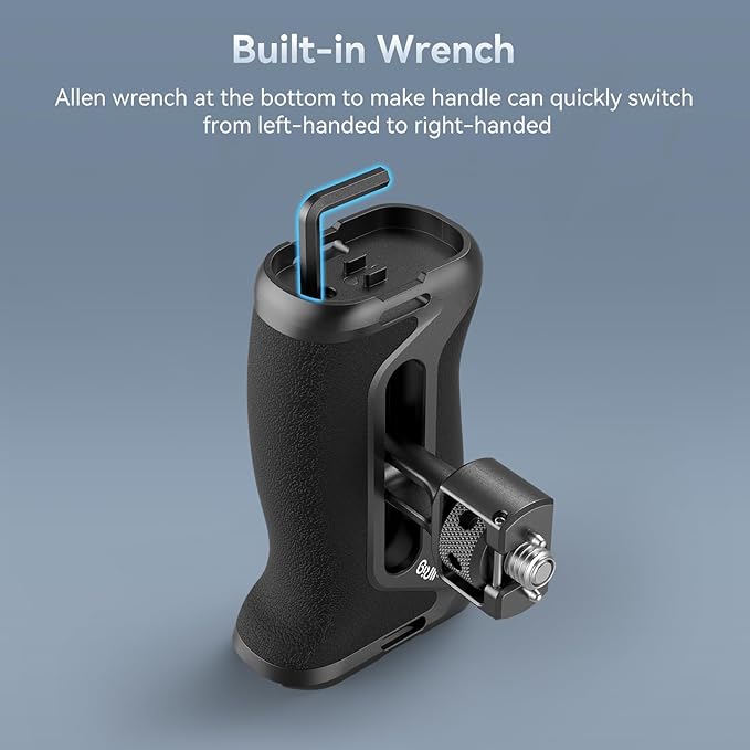 SmallRig Side Handle with (1/4" & 3/8") Two-in-One Locating Screw, Stretchable Mounting Point, Ergonomic Handgrip with 36mm Up/Down Adjustable, Left/Right Hand Universal
