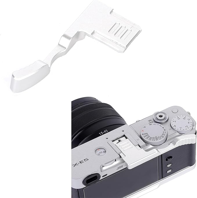Metal Thumbs Up Grip for Fujifilm Fuji X-E5 Camera, XE5 Thumb Up Rest Hand Grip Anti-Slip Finger Grip, Hot Shoe Mount Thumb Support Enhanced Grip for One-Handed Photography (Silvery)