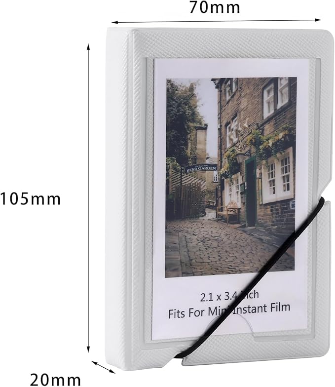 Mini Instant Film Polaroid Photo Album Book For 3 Inch Fujifilm Instax Mini 12 11 9 99 8 7+ 40 EVO Camera Film, HP Sprocket, K-pop Photocards (White, 1 Pack)