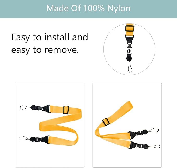 Adjustable Shoulder Strap:Comfortable iPad Strap Nylon Neck Lanyard for iPad/Samsung Tablet Case,Camera Binocular Crossbody Laptop Luggage Bag(Yellow)