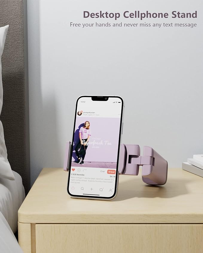 MiiKARE Travel Essentials Airplane Phone Holder, Universal Handsfree Phone Mount for Flying with 360 Degree Rotation, Travel Must Haves Phone Stand for Desk, Tray Table, Purple&Blue