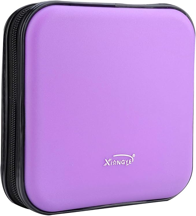CD DVD Wallet, 32 Capacity Heavy Duty, DVD CD Case Holder for Car,Portable DVD/VCD Storage Disk, Hard Shell Sturdy case, Car CD Disk Holder, Booklet, Blu-ray Wallet (32 Capacity,Purple)
