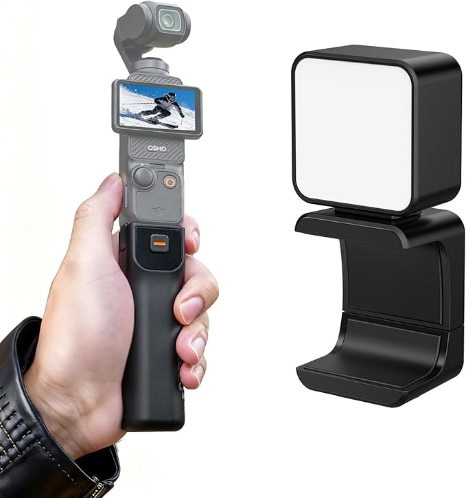 LKTOP Pocket 3 Battery Handle+Fill LED Light for DJI Osmo Pocket 3, Xtra Muse Accessories, 5000mAh Fast Charger 22.5W Power Stick Grips, 6hr Battery Life (Charging Time: 30 min Camera, 80min Self)