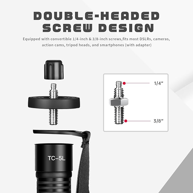 TONYBOO TC-5L 61 inch Camera Monopod,28mm Carbon Fiber Monopod,6-Section Height,Portable Lightweight,Max Load 16 lbs,Heavy Duty Camera Stand for Photography DSLR Canon Nikon Sony,Easy to Carry