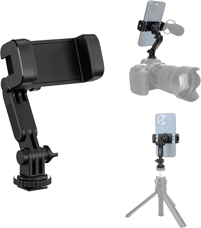 JJC Camera Phone Holder Phone Tripod Mount Adapter for iPhone Smartphone, Cold Shoe Mount for DSLR DJI Osmo Action Osmo 360, Insta360 Ace Pro, GoPro Hero Camera Photography Accessories