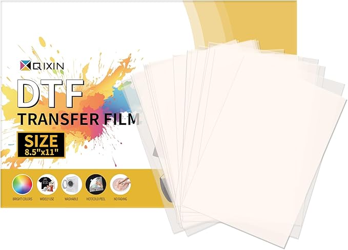 100 Sheets DTF Transfer Film 8.5x11 Inches, Clear Transfer Paper & Sublimation Paper for Inkjet Printer, PET Heat Transfer Paper Direct Print on T-Shirts/Textiles