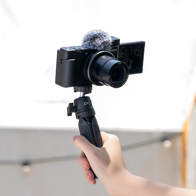 JJC Cold Shoe Wind Muff for Sony ZV-E10 II ZVE10 ZV-1F ZV1F ZV-1 II ZV1 ZV-E1 ZVE1 Vlog Cameras, Furry Windshield with Cold Shoe Mount Adapter for LED Light Microphone Attachment Vlogging Accessories