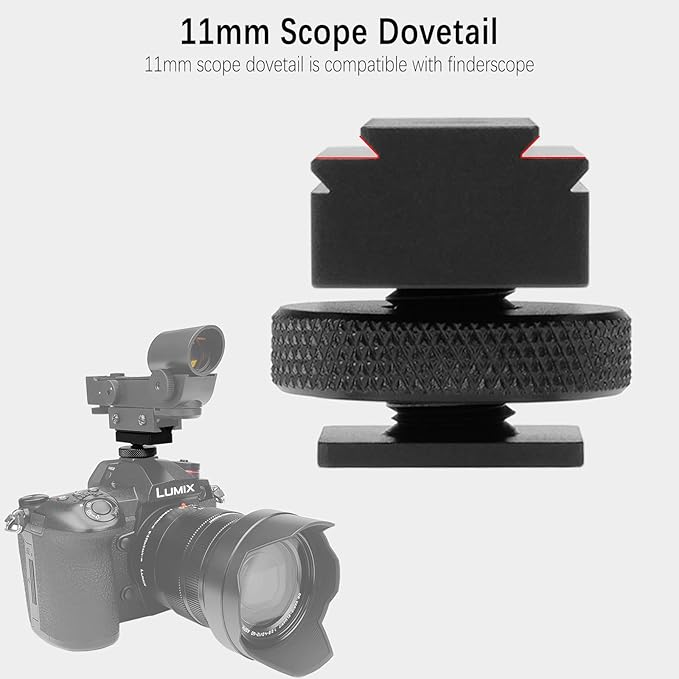 2in1 Finder Mounting Adapter 11mm 20-21mm Picatinny Dovetail Rail w 1/4" Hole for Finderscope Guide Scope Red Dot Reflex Sight Mount DSLR Camera Hotshoe Coldshoe Hot Cold Shoe (Updated Version)