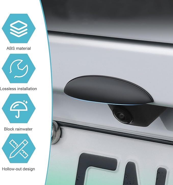 Car Rearview Camera Cover, Rain and Snow Proof Reversing Camera Protection for Clear Imaging, Wider Longer Waterproof Shield, Universal Self-Adhesive Exterior Modification for Cars (Black)