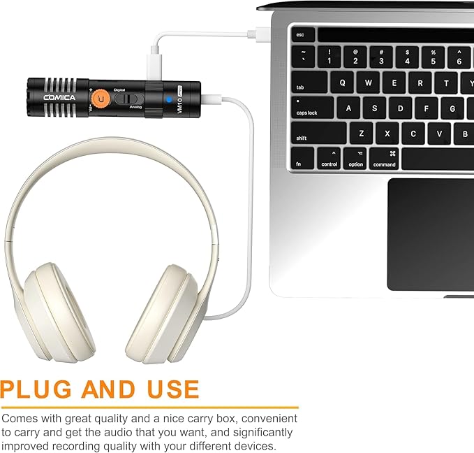 COMICA VM10 PRO Universal Video Microphone - Adjustable Gain, USB C Digital Output, Monitoring - Shotgun Mic for Camera, Smartphone, Tablet, PC - Ideal for Vlogging, Live Streaming, and Recording