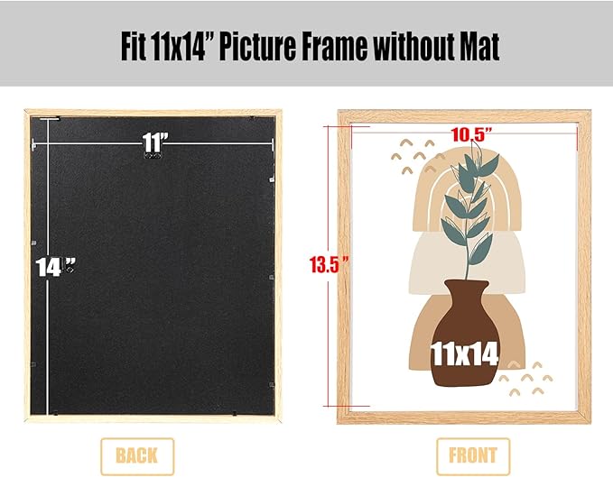 kennethan 11x14 Picture Frame Oak Set of 5, Wooden Poster Frame for Wall Mounting Display for Home, Office,Gallery,Holiday with Photos, Posters, Puzzles