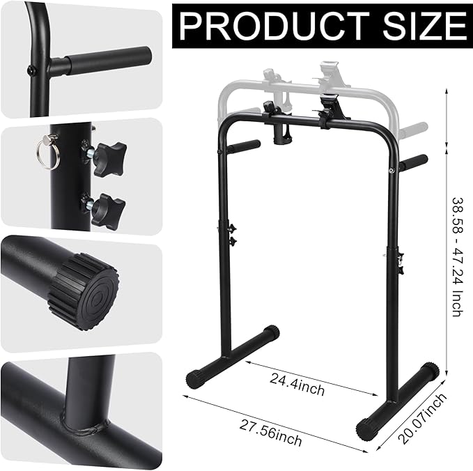 Leinuosen 24.4 Inch Handle Bar for Walking Pad Only with Cup and Phone Holder Stainless Steel Increase Height Walking Pad Handle Bar Adjustable Handrail Height from 38.58 to 47.24 Inch