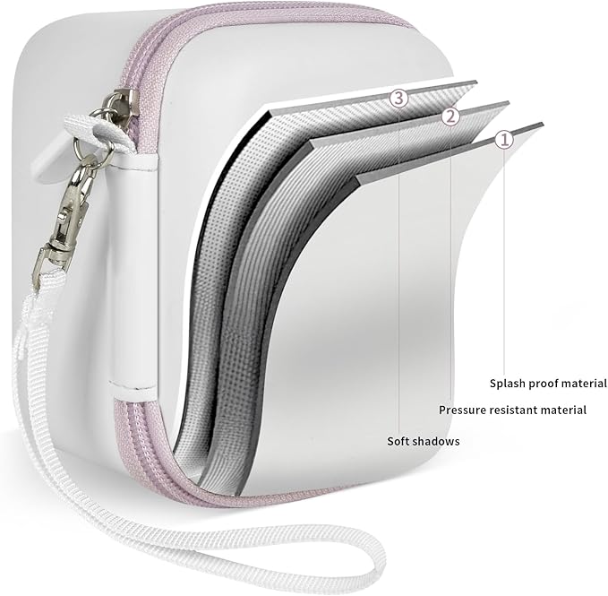 ANKHOH Digital Camera Case for Polaroid Go Generation 2 Gen 2/9035/9071/9070 Instant Mini Camera, Instax Film Cameras Storage with Mesh Pocket for Photo, Stickers (Box Only) (White-purple)