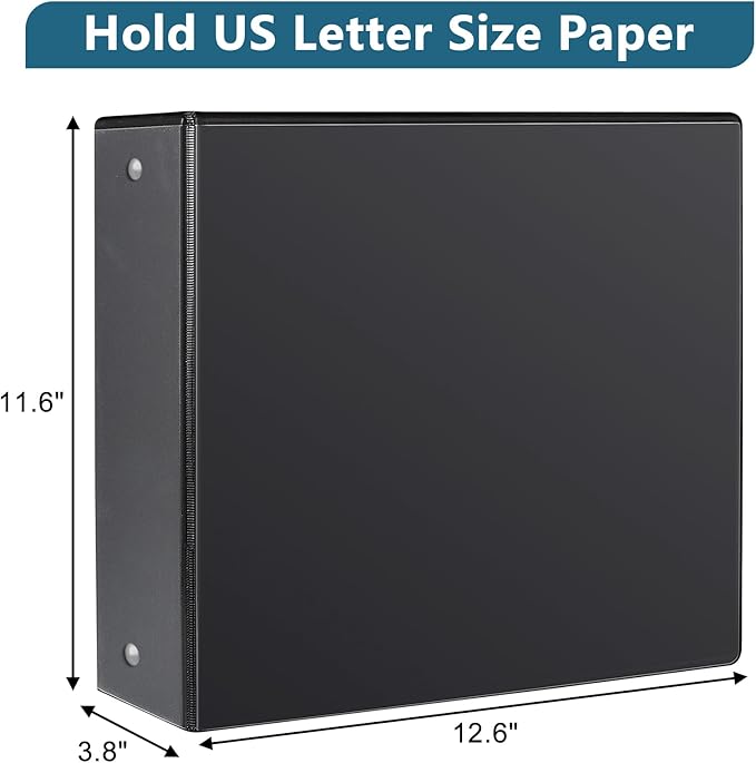 CIXILDTS 3" 3 Ring Binder, Standard 3-Inch Round Ring Binder Fit Letter Size Paper, Presentation View Binders, 2 Packs, Black