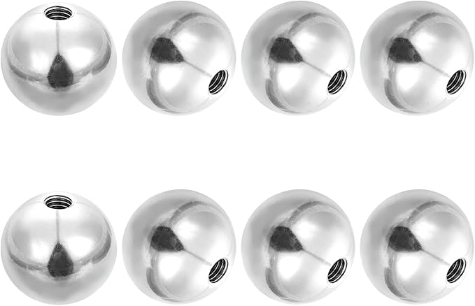 PATIKIL 8Pcs 20mm Ball Nuts Knob, M5 UNC Female Threaded Steel Swivel Ball Joint Adapter Converter for Super Clamp Camera Hot Shoe Mount Light Tripod Phone Holder, Silver