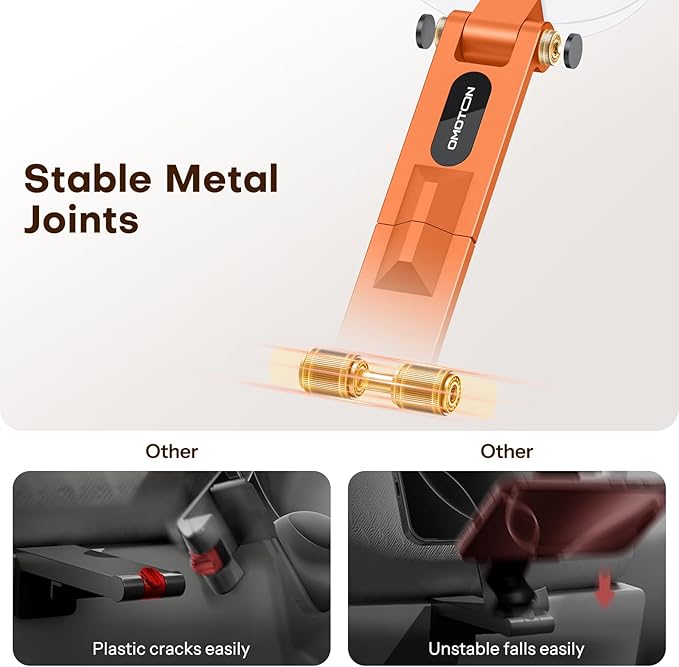 OMOTON 360°Rotating for MagSafe Tripod Mount, Adjustable Aluminum Magnetic Phone Tripod for iPhone 17/16/15/14 Pro Max Air, Foldable Cell Phone Stand Fits Vlog, Gym, Travel Essentials, Orange