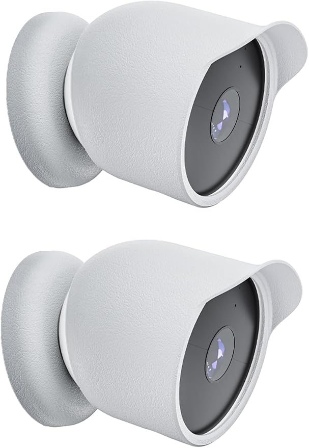 2-Pack Cover for Google Nest Cam Outdoor or Indoor (Battery, 2nd Gen), FJIASTB Soft Silicone Protective Case, Shockproof, Waterproof (White)