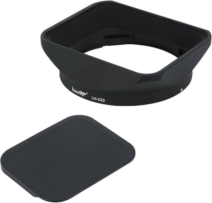 Haoge Bayonet Square Metal Lens Hood with Cap for Fujifilm Fuji Fujinon XF 23mm F1.4 R, XF 56mm F1.2 R, XF 56mm F1.2 R APD on X-Pro2 X-Pro1 X-T2 X-T1 X-T20 X-T10 X-E2S X-A5 X-A20 X-E3 X-H1 as LH-XF23