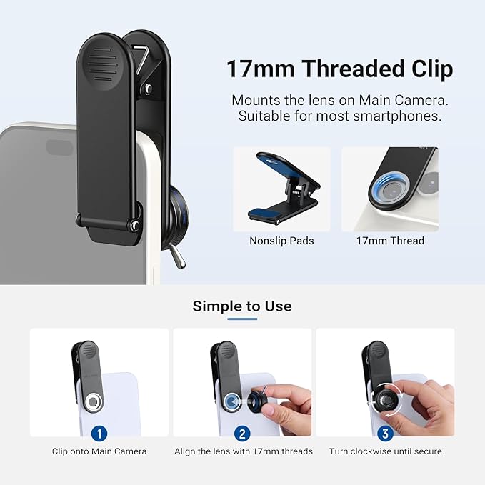 NEEWER 24mm Kaleidoscope Filter with Phone Clip, K9 Crystal Glass Prism Effect Filter for 17mm Threaded Lens Backplate, Phone Cage, Case Compatible with iPhone Android Samsung, FL-102