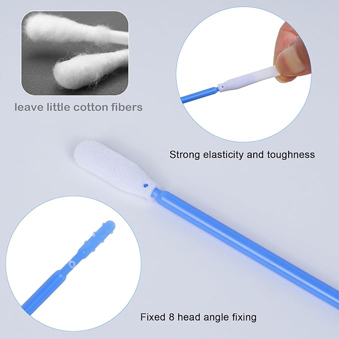 Wellgler's 6.42'' Gun Cleaning Swabs, Long swabs,Gun Cleaning Supplies，Lint Free Foam swabs(Blue 200pcs)