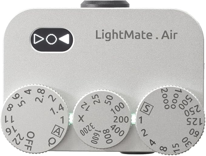 LightMate AirPro Light Meter Photography, 35°Wide-Angle Reflective Digital Exposure Meter, Rechargeable 20H Battery Life, 3 Dials Retro Exposure Indicator, for Leica & Other Film Cameras, Silver Metal