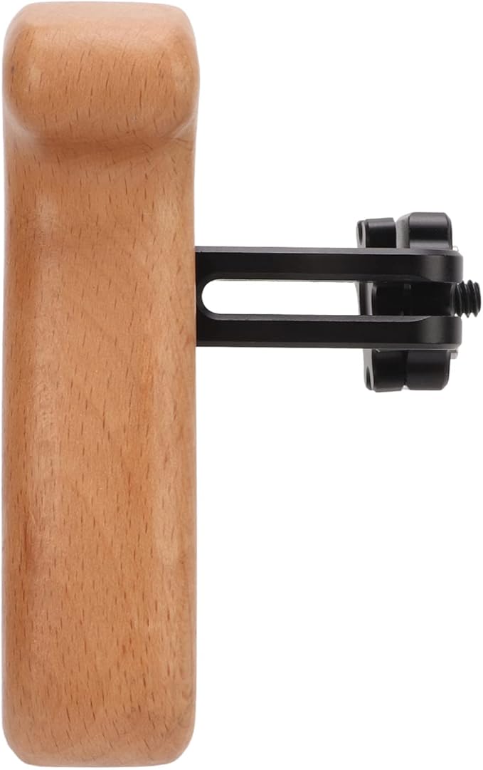 Camera Cage Handle Grip Wood Top Handle with Cold Shoe Mount and 1/4 Inch Screw Holes, Aluminum Alloy Durable Lightweight - Ergonomic Comfortable Grip for DSLR and Smartphone