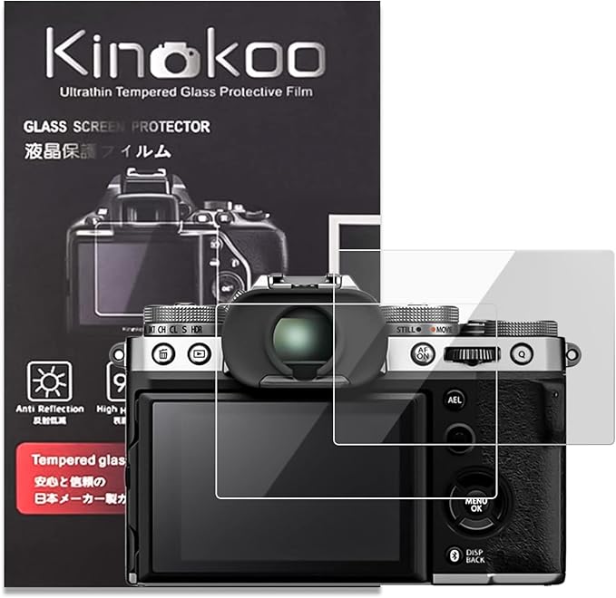 kinokoo Screen Protector for Fujifilm X-T5 Camera, 0.25mm 9H Hardness Fuji X-T5 XT5 Tempered Glass Crystal Clear Film - Bubble Free, Anti-Fingerprint & Anti-Scratch (2 Pack)