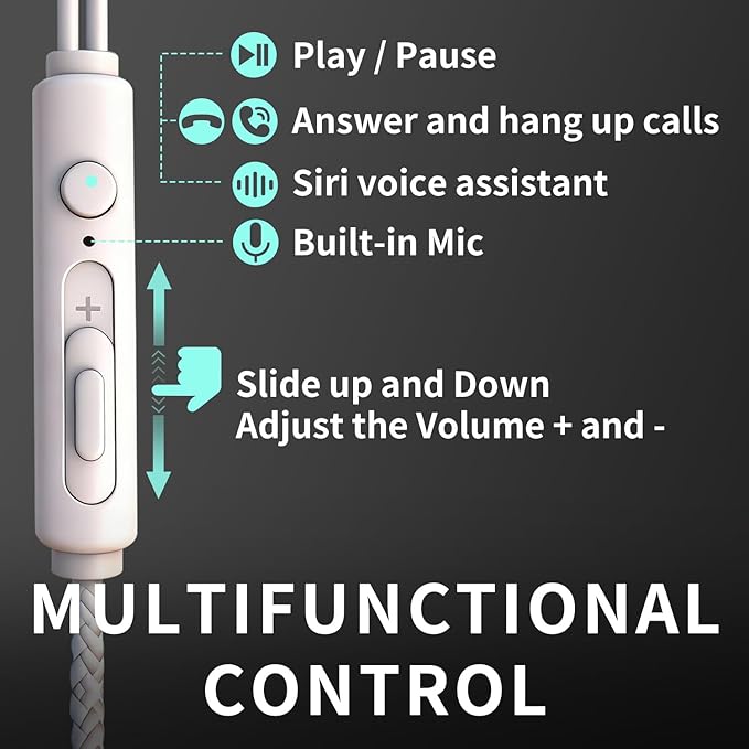 Air Tube Headphones USB-C | EMF Free Anti Radiation Wired Earbuds with Microphone for Hearing Protection | HD Sound & Clear Calls | Volume Control, USB C Adapter for iPhone 15, Android, Laptop