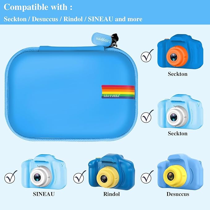Leayjeen Kids Camera Case Compatible with Seckton/Desuccus/SINEAU/Rindol Upgrade Kids Toys Camera and Kids Digital Video Cameras for Toddler,Christmas Gifts and Birthday Gifts for Boys-Blue(Case Only)