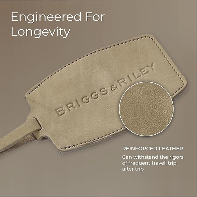 Briggs & Riley Leather Luggage ID Tag for Men & Women - Identification Tag for Suitcases, Baggage ID Label, Fits Standard Size Business Card - Luggage Accessories, Olive