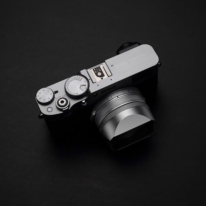 Metal Square Lens Hood (with Cover) with 49mm UV Filter Adapter Ring Compatible with for Fujifilm X100V/X100VI (Aluminum Alloy-Silver)